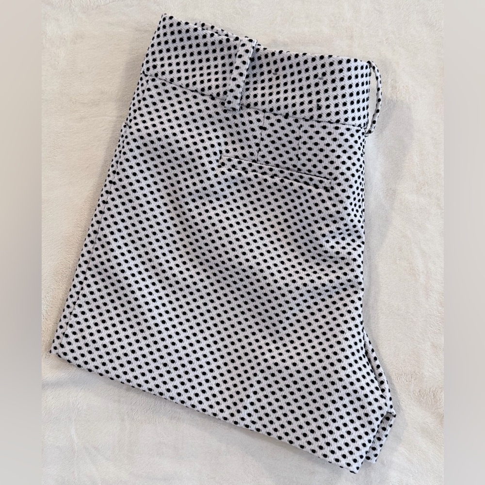 Ann Taylor Signature Navy Polka Dot White Shorts Size 12 Textured Dress Shorts - Picture 4 of 9